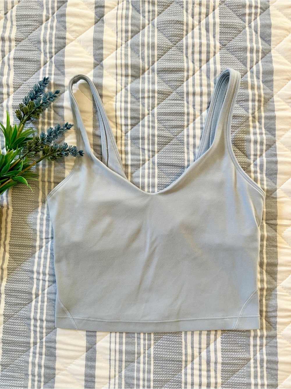 Lululemon Light Blue Longline Sports Bra Tank Built In Bra Athletic Top